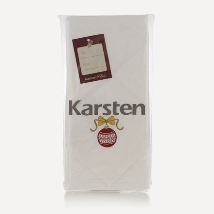 Kit 2 Guardanapos de Natal com Bordado Enfeites Branco