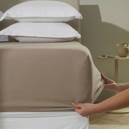 Lençol de Elástico Avulso King 200 Fios 100% Algodão Tom Grão