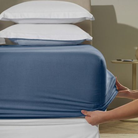Lençol de Elástico Avulso King 200 Fios 100% Algodão Tom Marinho