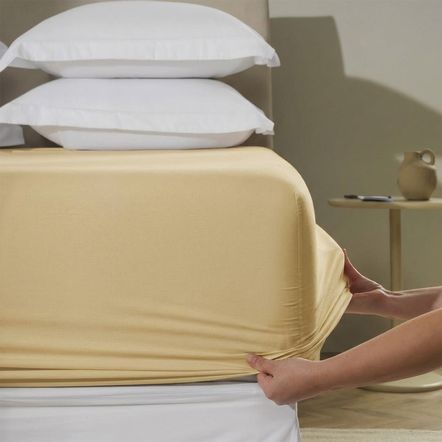 Lençol de Elástico Avulso Solteiro 300 Fios 100% Algodão Bossa Dourado