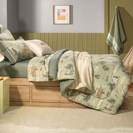 Colcha Infantil Solteiro com Porta-travesseiro 200 Fios Forest