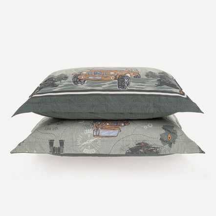 Kit Fronha e Porta-travesseiro Infantil 200 Fios Forest