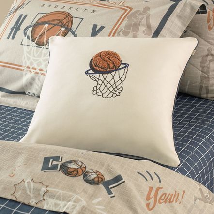 Almofada Infantil 45cm x 45cm 100% Algodão Basquete