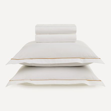 Jogo de Cama Casal 200 Fios 100% Algodão Deliz Branco/Jaspe