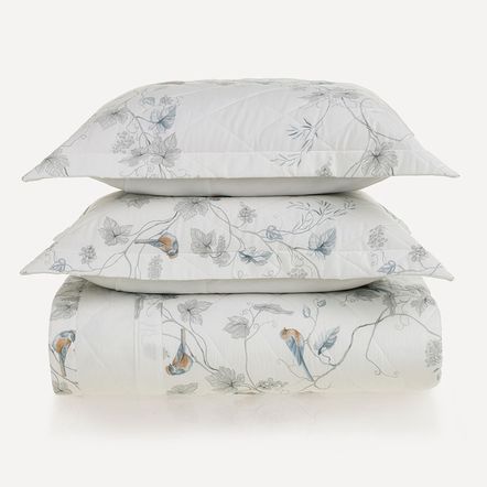 Colcha King com 2 Porta-travesseiros 300 Fios 100% Algodão Videira