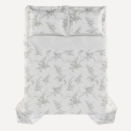 Fronha 2 Peças 200 Fios 100% Algodão Brenda Branco/Cinza