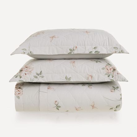 Colcha Queen com 2 Porta-travesseiros 300 Fios 100% Algodão Felícia