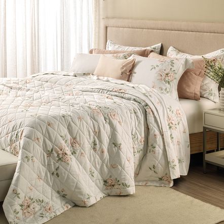 Colcha King com 2 Porta-travesseiros 300 Fios 100% Algodão Felícia