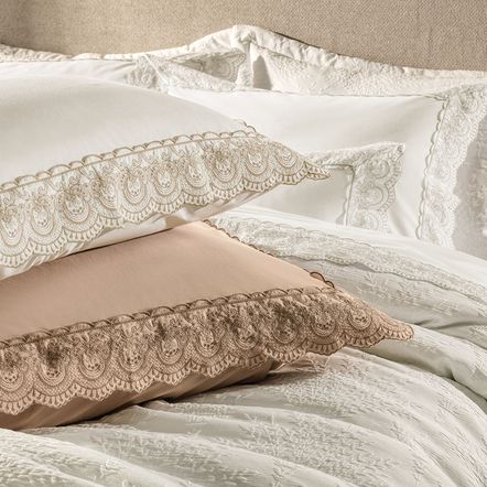 Jogo de Cama Casal 200 Fios 100% Algodão Alice Branco/Fendi