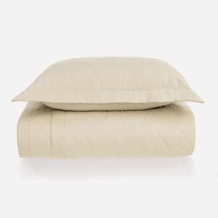 Colcha Solteiro com Porta-travesseiro 300 Fios Bossa Pérola