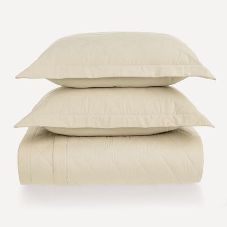 Colcha Queen com Porta-travesseiro 300 Fios Bossa Pérola