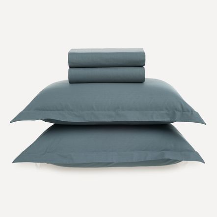 Jogo de Cama Casal 200 Fios 100% Algodão Tom Anoitecer Azul