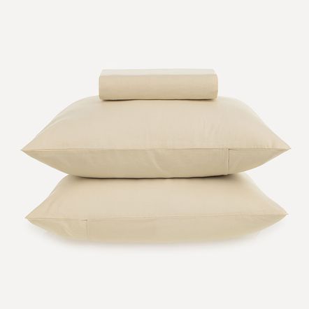 Lençol Queen com Elástico e Fronhas 100% Algodão Matiza Glacê Bege