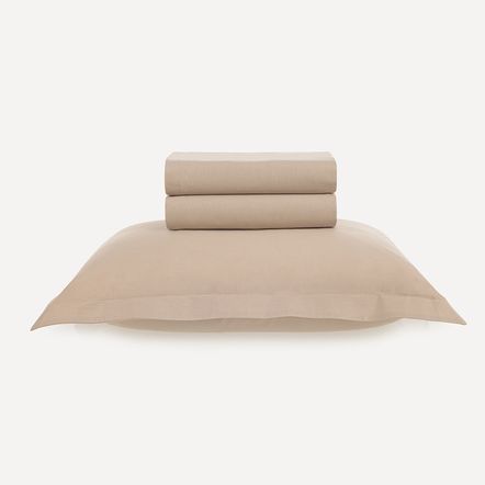 Jogo de Cama Solteiro 200 Fios 100% Algodão Tom Bege Rosê