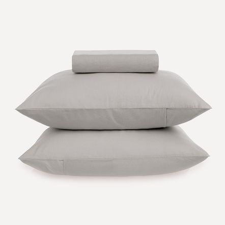 Lençol Queen com Elástico e Fronhas 100% Algodão Matiza Prata