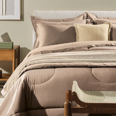 Fronha 2 Peças 200 Fios 100% Algodão Tom Bege Rosê