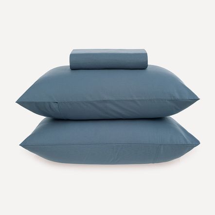 Lençol King com Elástico e Fronhas 100% Algodão Matiza Azul Porcelana