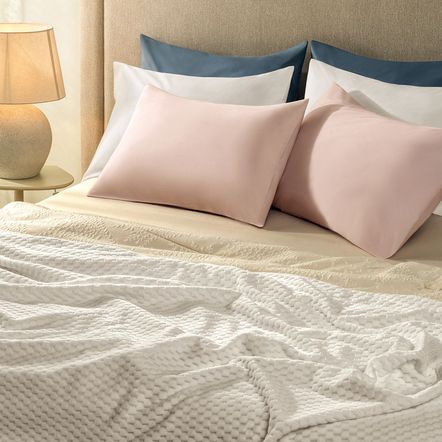 Lençol King com Elástico e Fronhas 100% Algodão Matiza Azul Porcelana