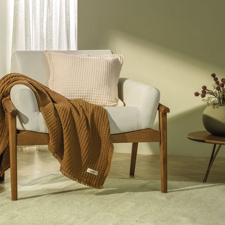 Manta Decorativa 100% Algodão Denver Ocre
