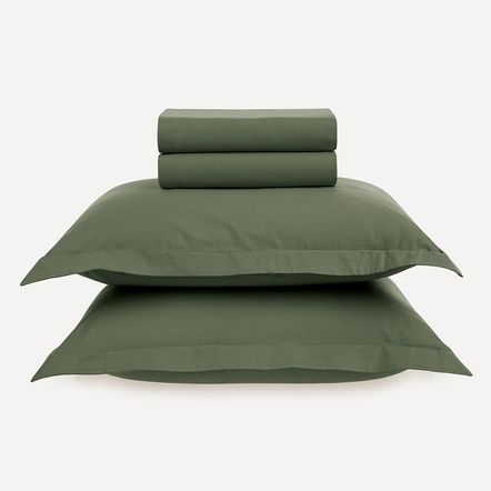 Jogo de Cama King 200 Fios 100% Algodão Tom Verde Campo