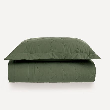 Colcha Solteiro com Porta-travesseiro 200 Fios Tom Verde Campo