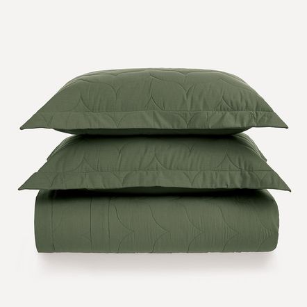 Colcha Queen com 2 Porta-travesseiros 200 Fios Tom Verde Campo