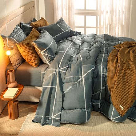 Colcha Queen com 2 Porta-travesseiros 100% Algodão Arthur