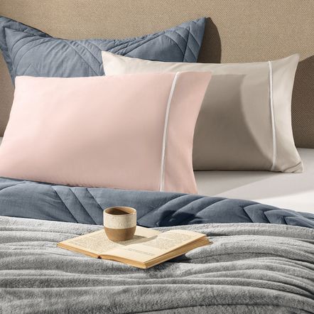 Lençol Solteiro com Elástico e Fronha Noah Prata/Branco