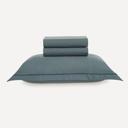 Jogo de Cama Solteiro 200 Fios 100% Algodão Deliz Anoitecer Azul/Chumbo