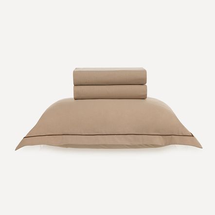 Jogo de Cama Solteiro 200 Fios 100% Algodão Deliz Bege Rosê/Sépia