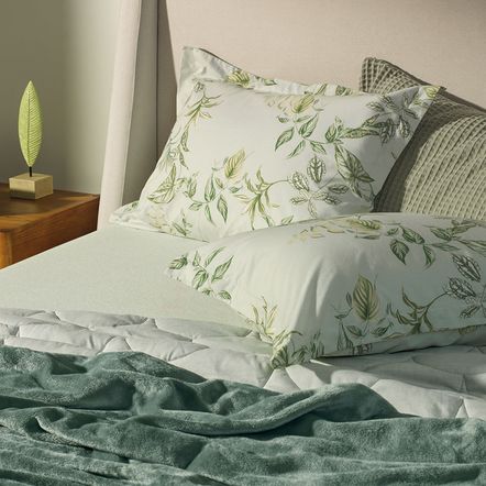 Lençol Casal com Elástico e Fronhas 200 Fios 100% Algodão Cedro