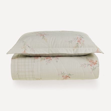 Colcha Solteiro com 2 Porta-travesseiros 200 Fios 100% Algodão Tarsila