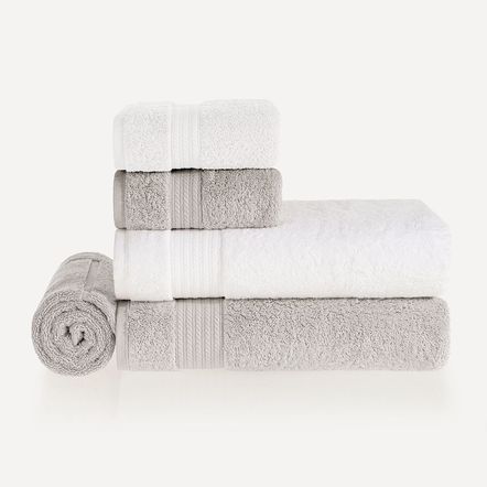 Jogo de Banho Gigante 5 Peças 100% Algodão Magna Branco/Platina