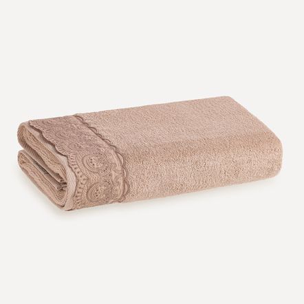 Toalha de Rosto 100% Algodão Alice Bege Rosê