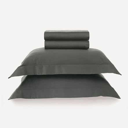 Jogo de Cama King 300 Fios 100% Algodão Bossa Cinza Nanquim