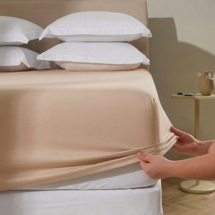 Lençol de Elástico Avulso Solteiro 100% Algodão Tom Bege Rosê