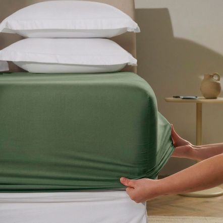 Lençol de Elástico Avulso Casal 100% Algodão Tom Verde Campo