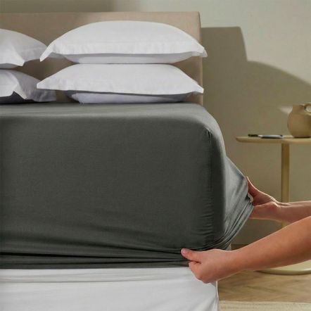 Lençol de Elástico Avulso Casal 100% Algodão Bossa Cinza Nanquim