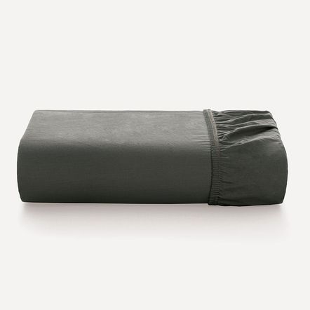 Lençol de Elástico Avulso Queen 100% Algodão Bossa Cinza Nanquim