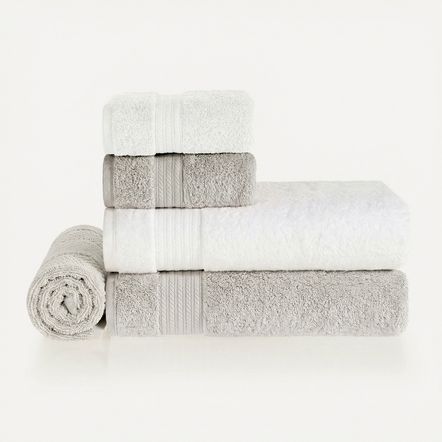 Jogo de Banho Gigante 5 Peças 100% Algodão Magna Branco/Platina