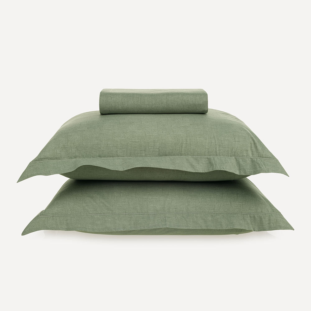 Lençol King com Elástico e Fronhas 100% Algodão Tesso Verde