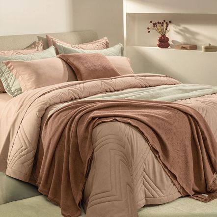 Jogo de Cama Casal 100% Algodão Tesso Avelã
